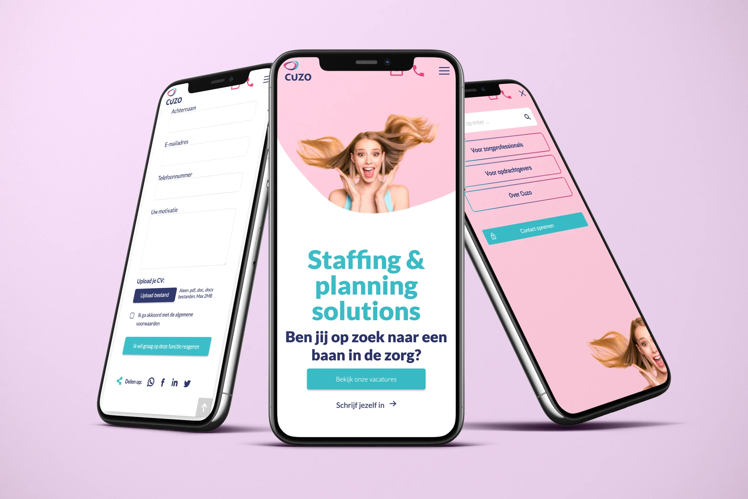 Webdesign met een vacature koppeling voor zorg detachering