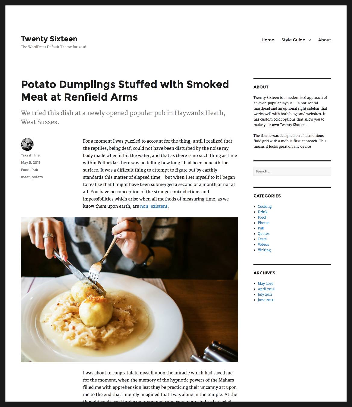 WordPress thema Twenty Sixteen